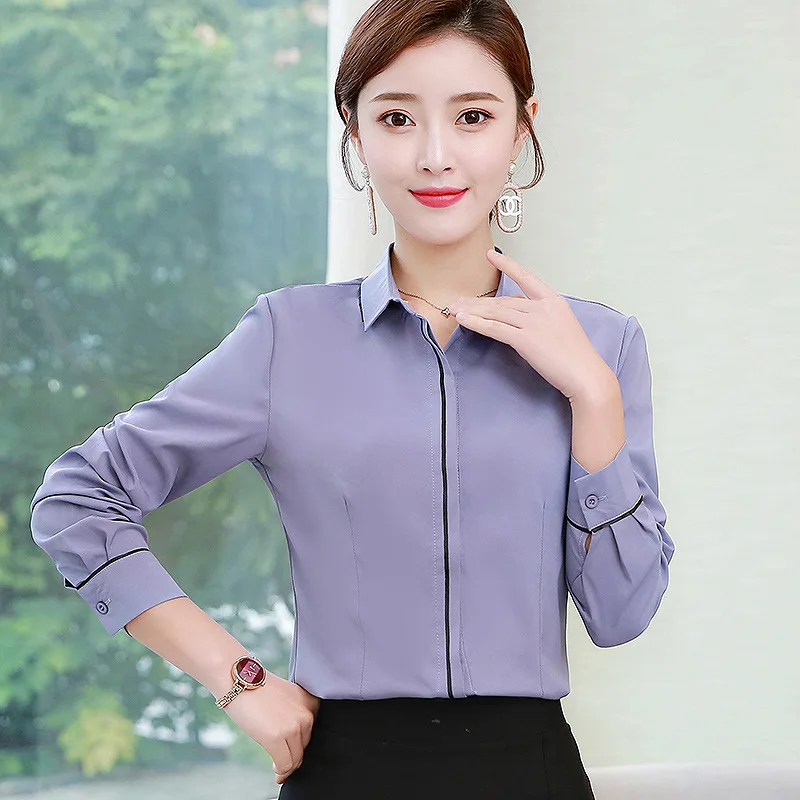 

Korean Fashion Chiffon Women Blouses Solid Office Lady Shirts Summer Long Sleeve Women Tops and Bloues Plus Size XXXL/5XL