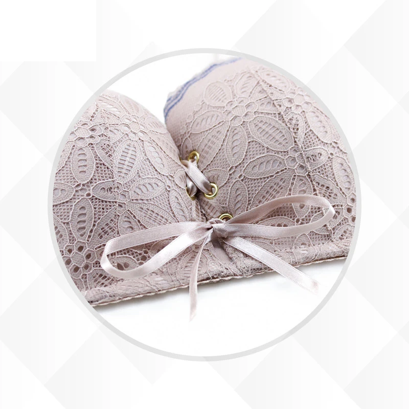 

Elovegirl Women 1/2 Cup Small Chest Gathered Strap Lace Floral Half Cup Underwire Push Up Women Lingerie Plus Size Lingere