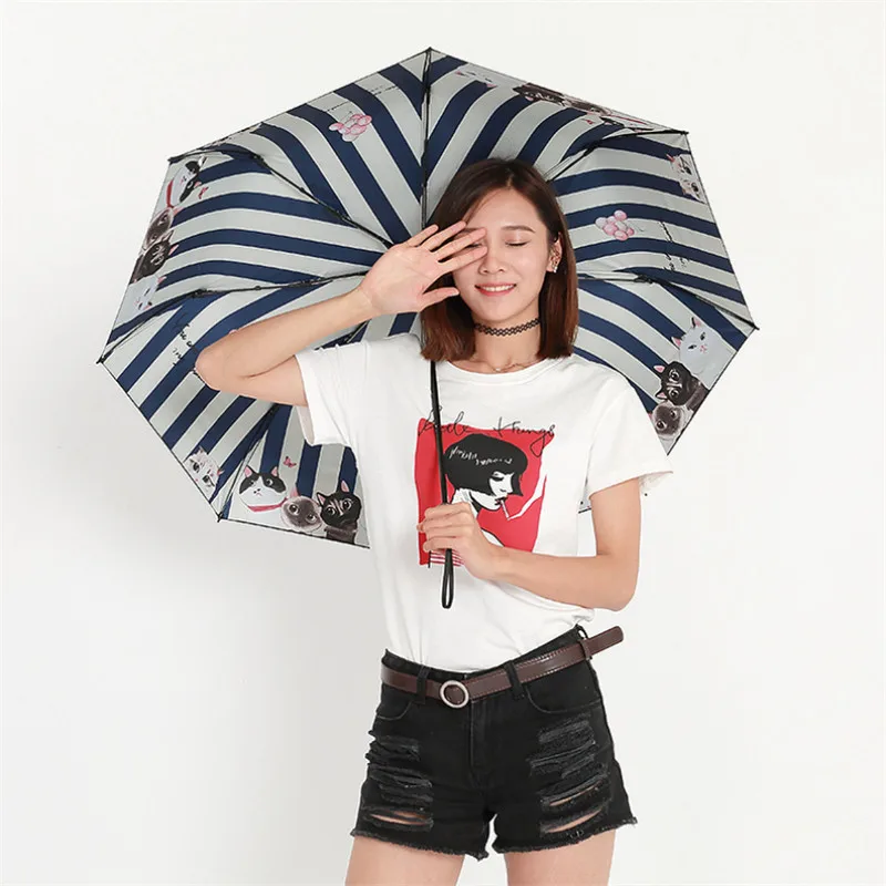 Модный Полосатый Зонт с защитой от ультрафиолета для кошек ветрозащитные