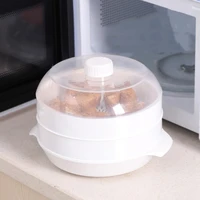 new singledouble tier microwave oven special steamer with round lid eco friendly pp food steamer kitchen veggies fish cookware