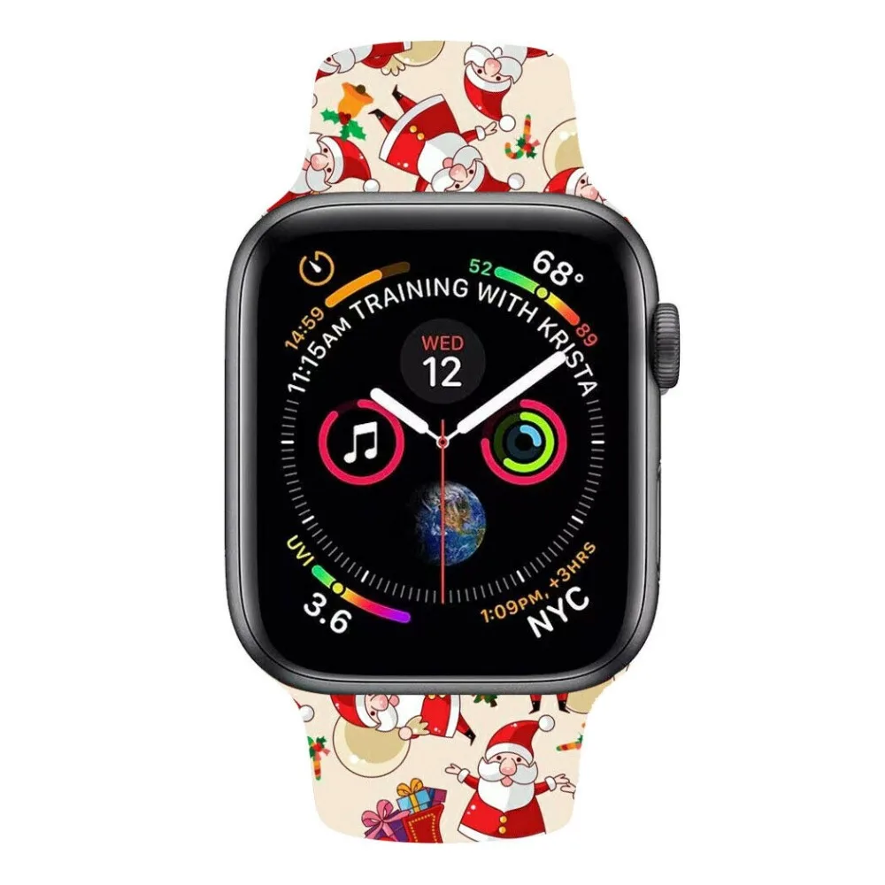 Сменный спортивный ремешок для Apple Watch Band 5, 4, 44 мм, 40 мм, силиконовый браслет с цветочным принтом для iWatch Series 3, 2, 1, 42 мм, 38 мм
