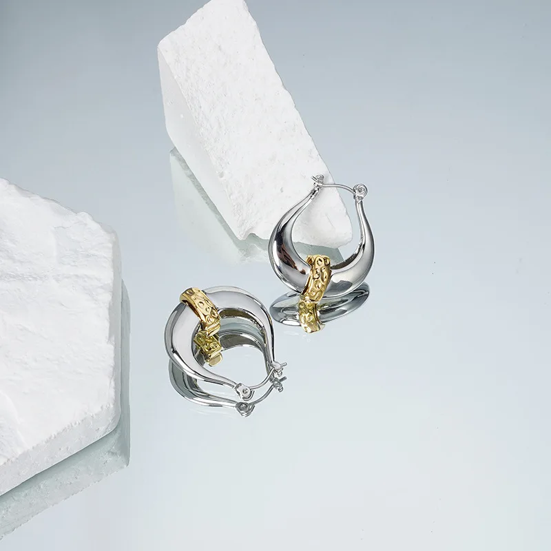 Золотые и серебряные двухцветные серьги-кольца для женщин уникальные