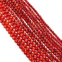 red color coral round faceted beads bulk jewelry handmade necklace bracelet earrings diy accessories 456mm length 15 inches