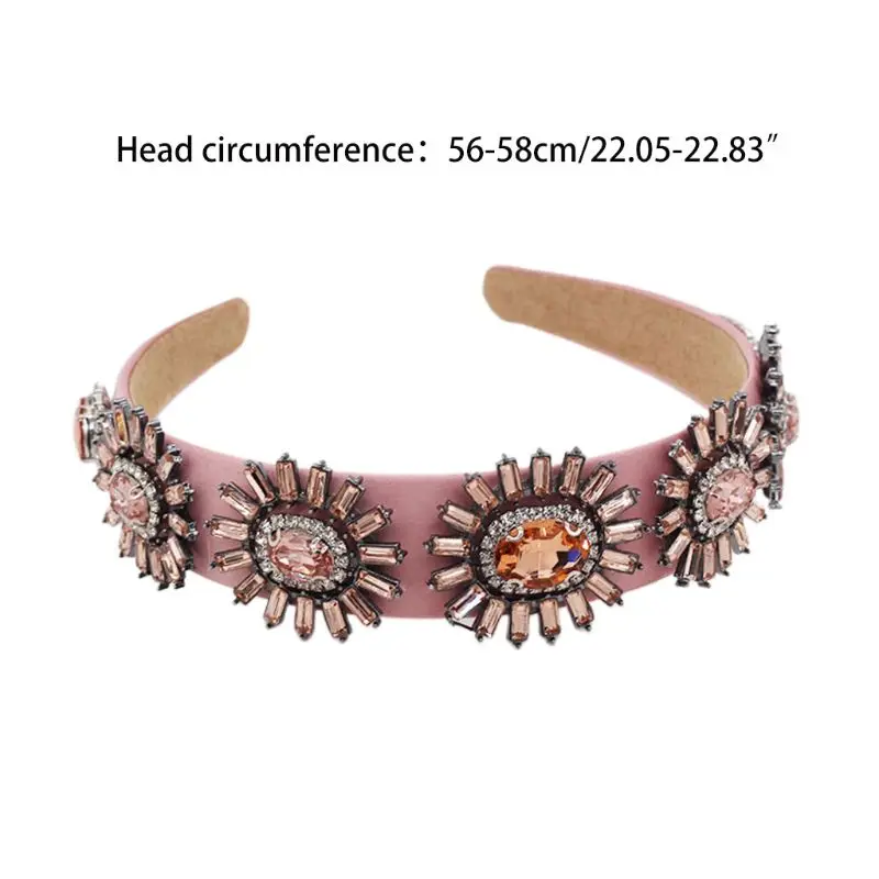 

Baroque Tiara Crown Full Rhinestone Handmade Headband Colored Imitation Crystal Cross Flower Hair Hoop Wedding Banquet Headwear