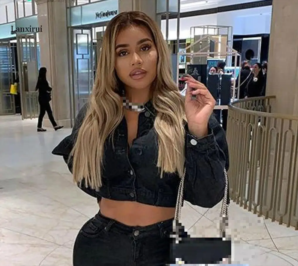 

Женская короткая джинсовая куртка, Повседневная Свободная куртка из денима с длинным рукавом, уличная одежда, осень-зима 2020