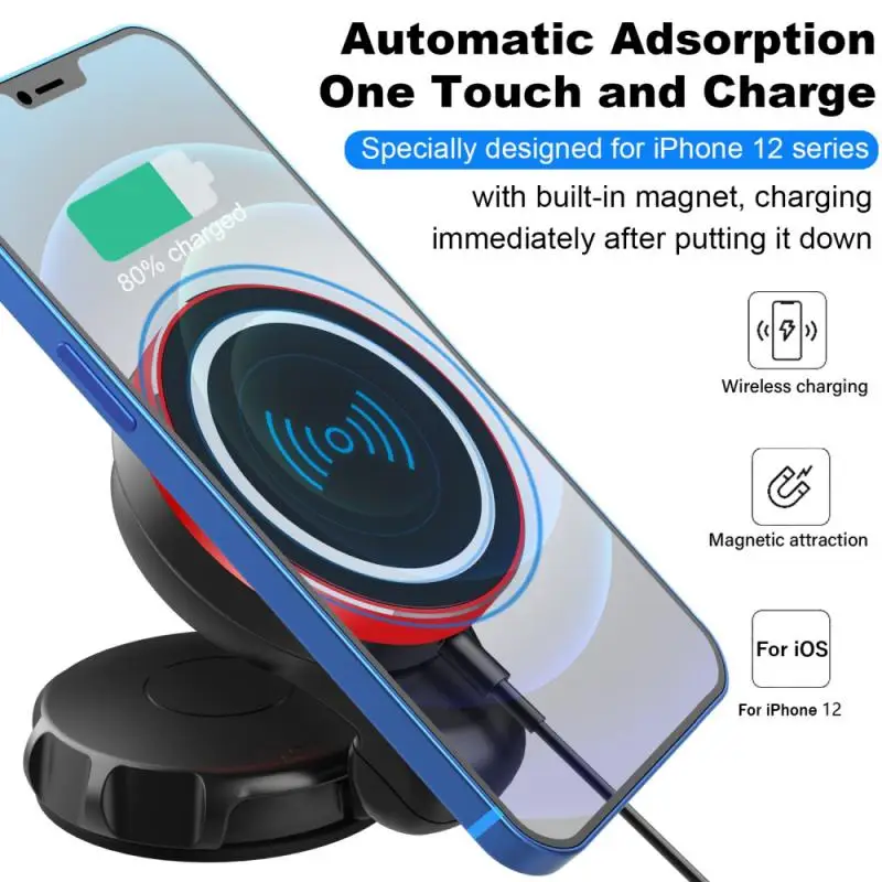 

Newest Magnetic 15W Wireless Charger Car Mount For Air Vent Mount Car Phone Holder Intelligent Infrared Fast Wireless Charger