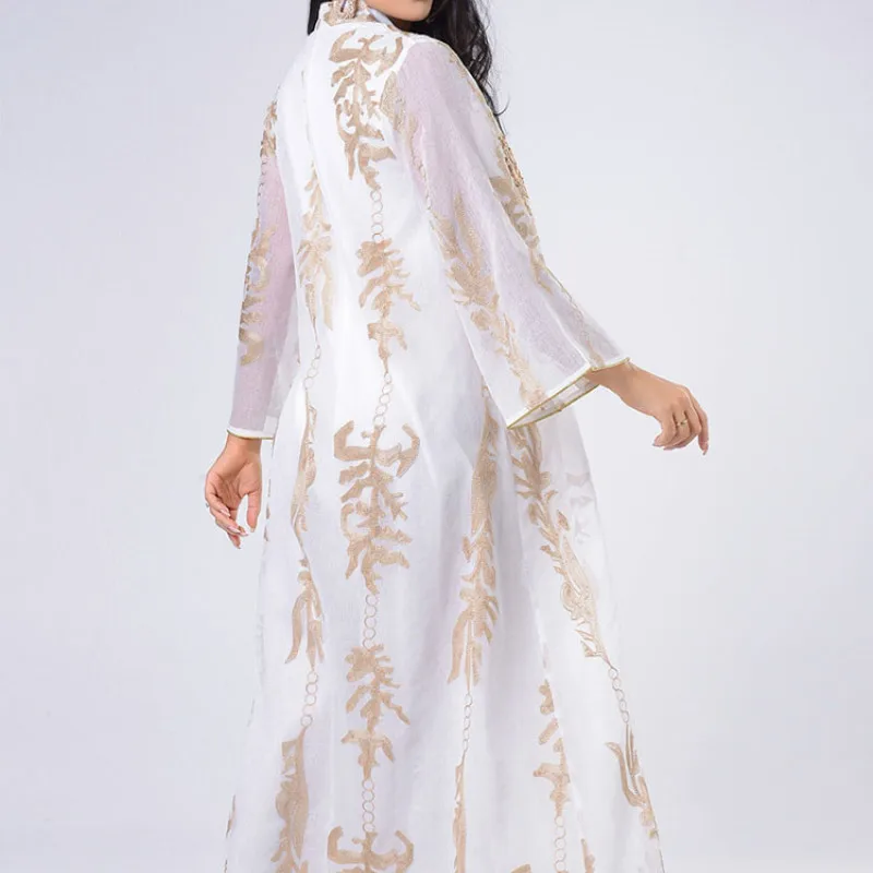 Ткань с вышивкой и стразами Абаи платье для Для женщин Кафтан Турецкий Арабский