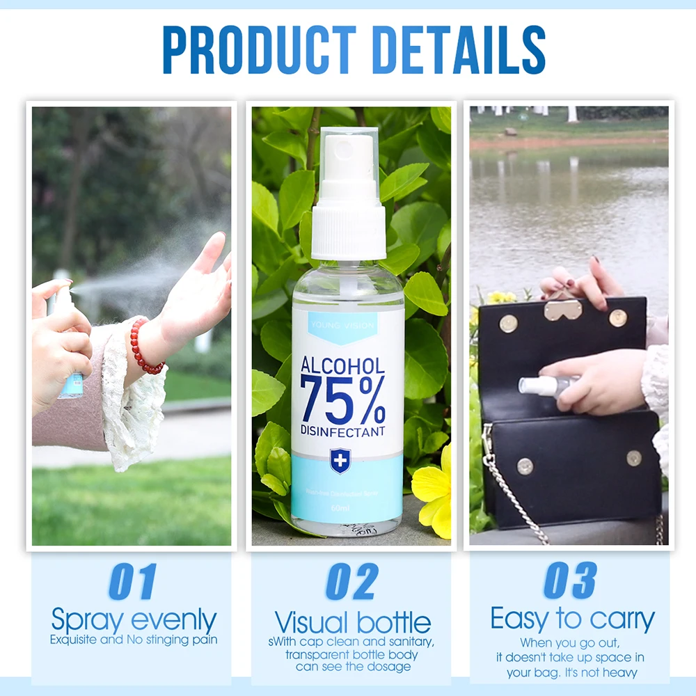 55 мл Портативный Миниатюрный антисептик для рук мыло 75% распыление спирта жидкий