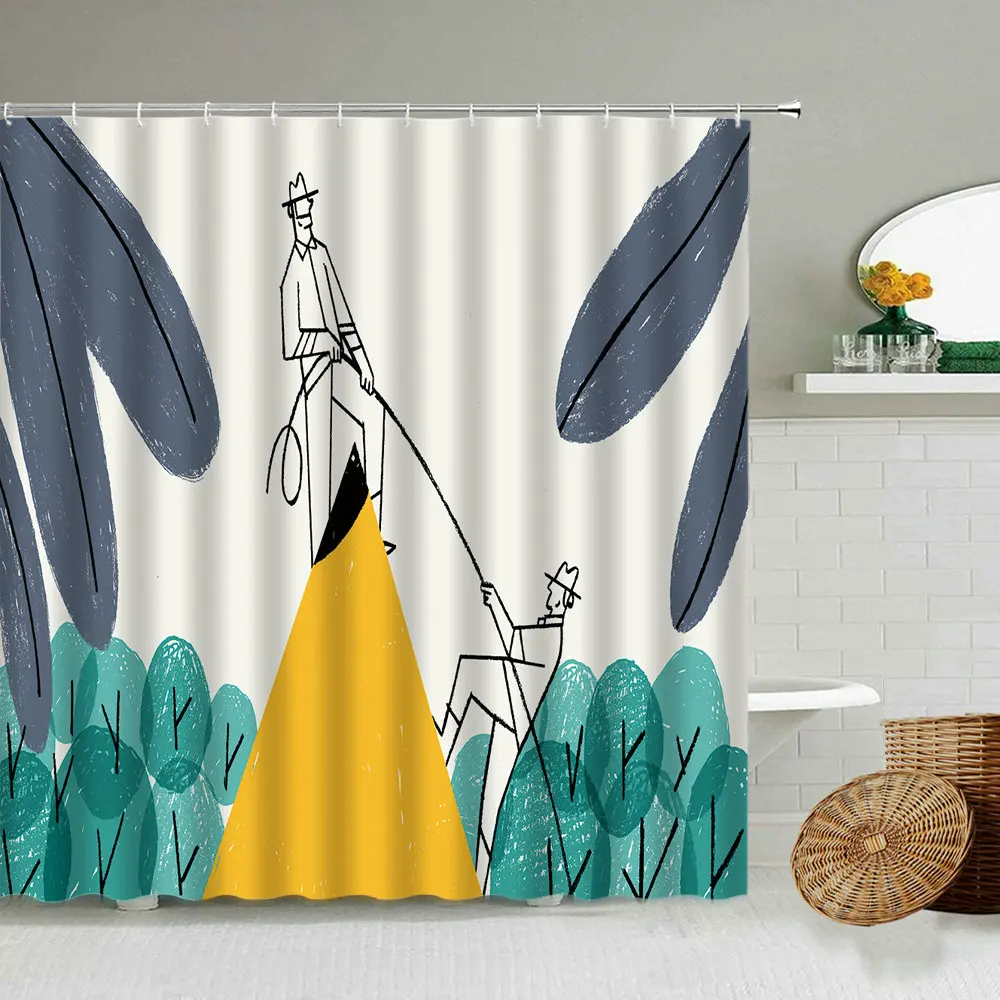 

Cartoon Hand Painted Fashion Woman Beauty Shower Curtain Creative Flower City Girl Bathroom Accessories Waterproof Cloth Screen