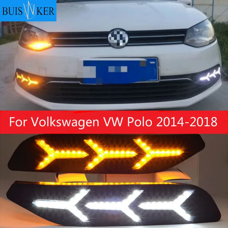 Дневные ходовые огни дневные светодиодные для Volkswagen VW Polo 2014 2015 2016 2017 2018 ходовой
