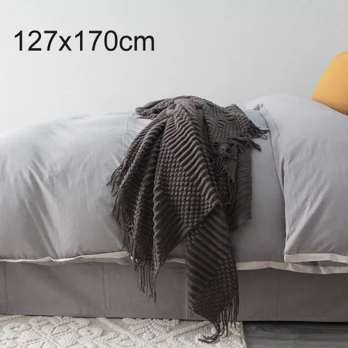 dark grey Вафельное переплетенное одеяло для кровати легкое и мягкое идеально подходит для многослойной декоративной детской комнаты диван одеяло s - Цвет: dark grey