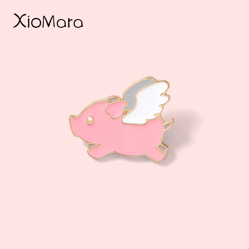 Броши в виде крыльев свиньи эмалевая булавка милый мультяшный маленький розовый