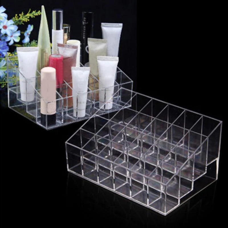 

Clear Acrylic 24 Grid Makeup Organizer Storage Box Lipstick Nail Polish Display