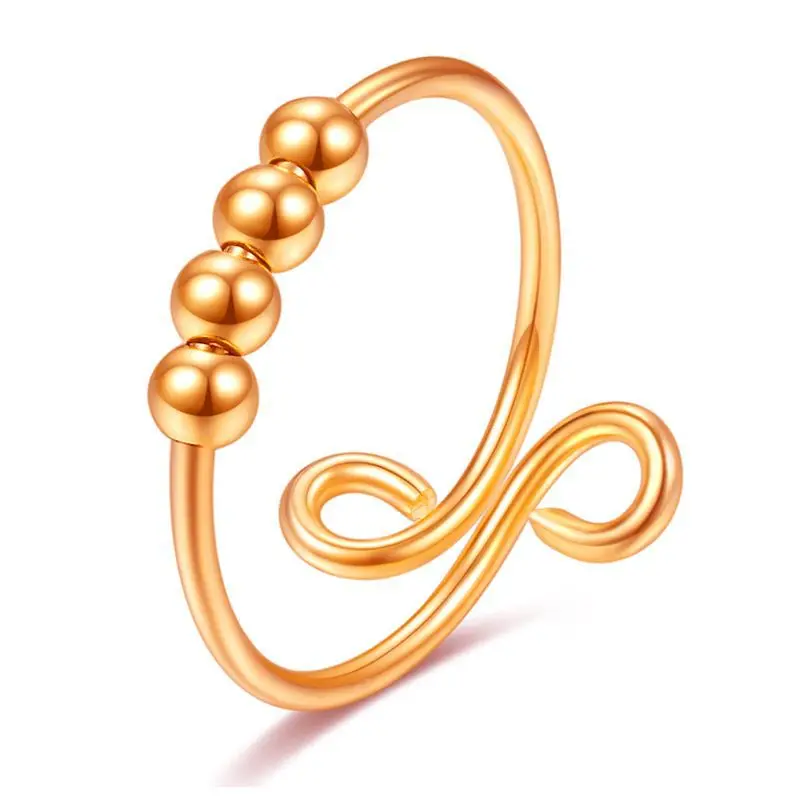 

Fidget Beads Fidget Ring Spinner Single Coil Spiral Fidget Ring Beads Rotate Freely Anti Stress Anxiety Ring Toy For Girl Women