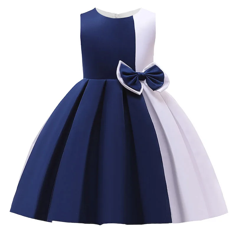 Elegant Girls Bow Lace Puff Princess Dress Girl Wedding Birthday Party Ball Gown For Children Stage Show Costumes | Детская одежда и