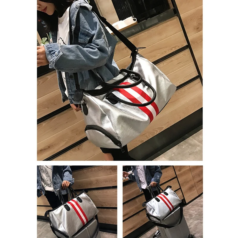 

PU Leather Sports for Fitness Yoga Bags Travel Sport Handbag Crossbody Waterproof Training Gym Bags Shoes Storage Red