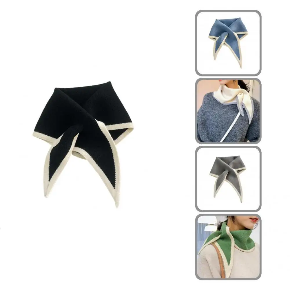 

Contrast Color Beautiful Winter Knitted Triangular Scarf Trendy Triangular Scarf Excellent for Women