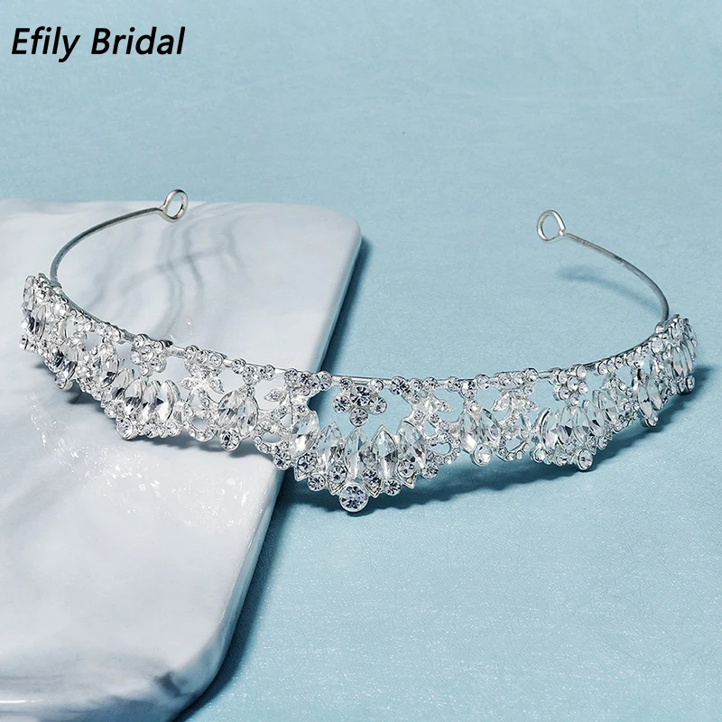 

Efily Bridal Wedding Crown Rhinestone Tiaras and Crowns for Women Hair Accessories Party Hair Jewelry Bridesmaid Headpiece Gift