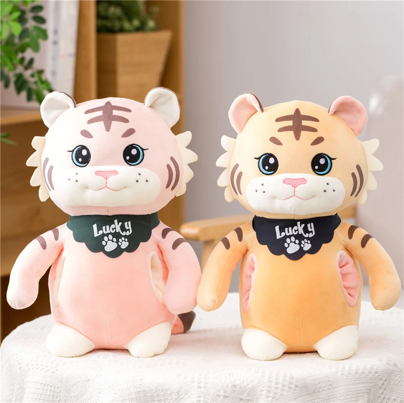 

2021 25-50cm plush toy tiger hand warming soft plush animal gift warming hand warmer birthday gift