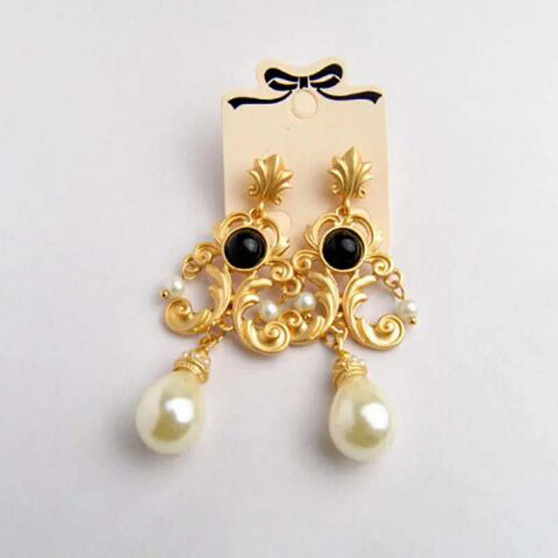 1 пара Женские винтажные серьги подвески с искусственным