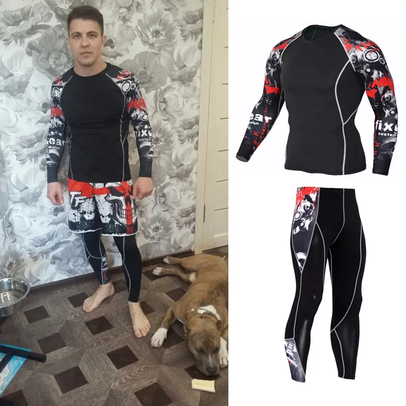 Мужской зимний костюм для бега компрессионный спортивный термобелье мужчин
