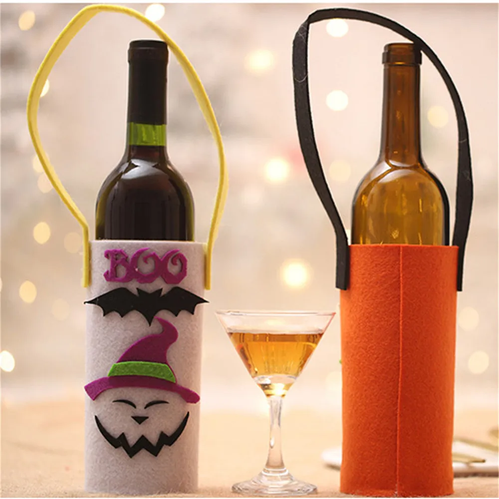 1 шт. милый комплект для украшения бутылки вина на Хэллоуин тыква шляпа летучая