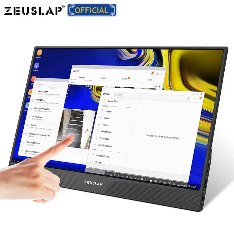 저렴한 ZEUSLAP-15.6 인치 터치 휴대용 모니터, C타입 Usb, Hdmi, 휴대용 패널, 컴퓨터, 노트북, 전화 모니터, PS4 와 스위치, Xbox One