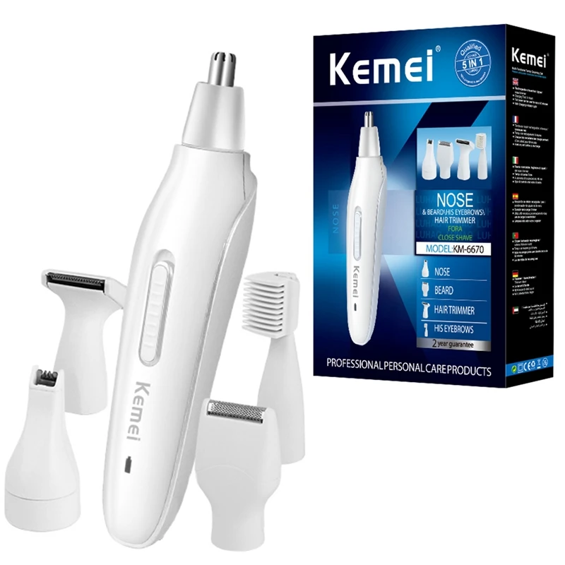 

Original 5in1 rechargeable nose trimmer beard trimer ear eyebrow hair trimmer for nose and ear hair removal shaver grooming kit
