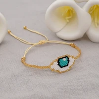 fashion miyuki rice beads hand made blue eyes beaded ethnic style couple bracelet couple gift womens bracelet on hand