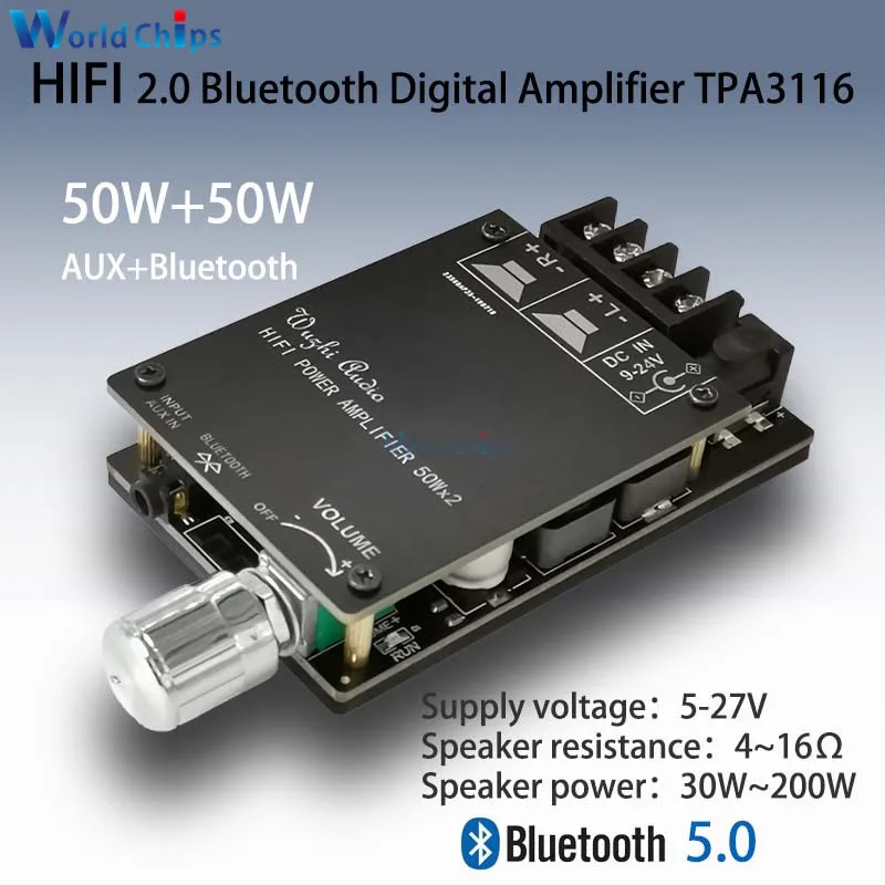 Плата усилителя TPA3116 50 Вт + Bluetooth 5 0|Интегральные схемы| |