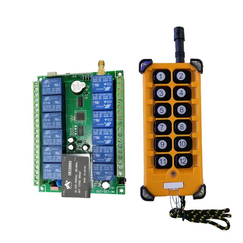 

433 МГц AC220V 10A 12 канальный РЧ Беспроводной дистанционного Управление переключатель промышленный кран однофазный электродвигатель/Солнечная...