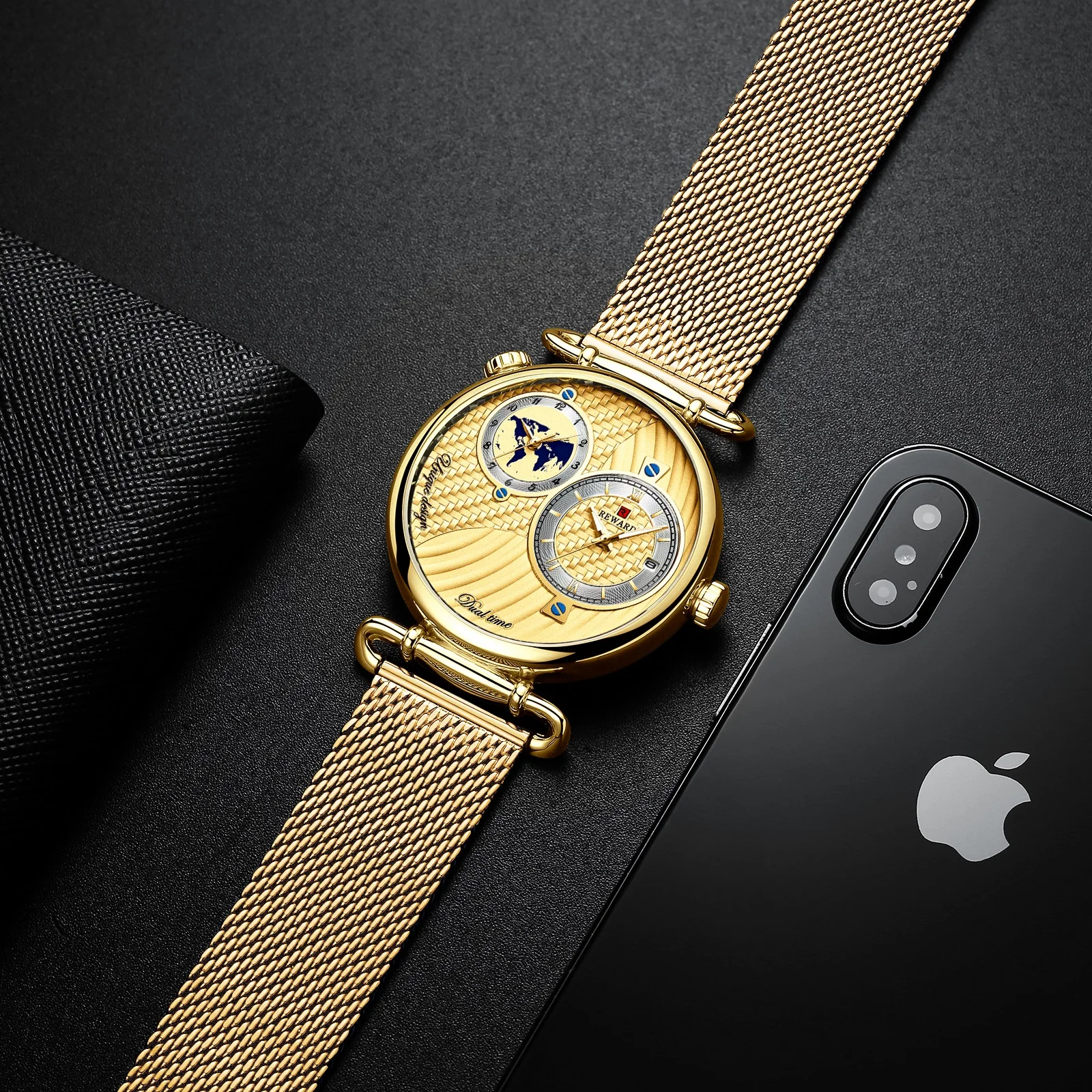 Мужские часы премиум класса с золотым ремешком Роскошные ультратонкие кварцевые