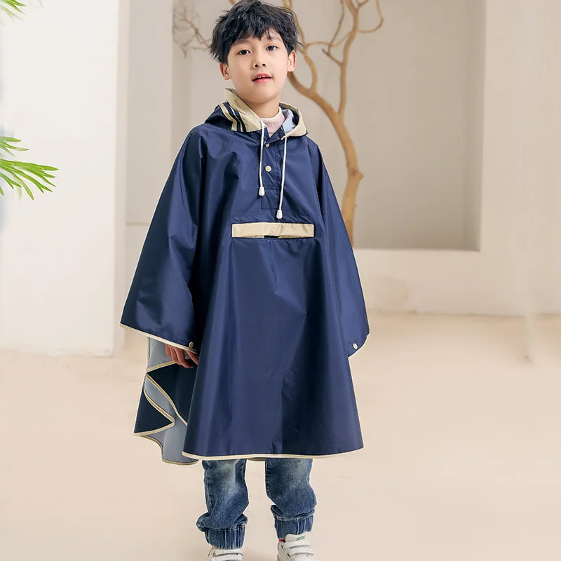 Японское модное милое платье дождевик детское длинное однотонное пончо дышащее