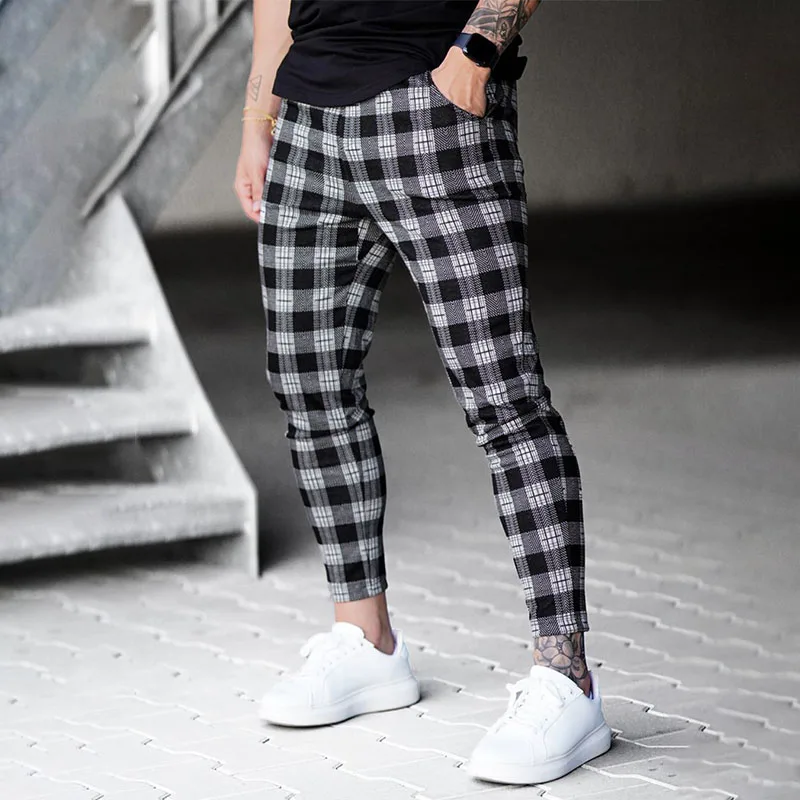 

Sweatpants Men Fashion Brand Joggers Pants 2021 Four Seasons Streetwear Trousers Plaid Casual Sports Pants Men's Clothing M-XXL