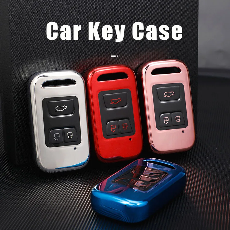 

3 Buttons Colorful Soft TPU Car Key Case Bag For Chery Tiggo Arrizo Auto Smart Remote Key Cover Holder Car Interior Accessories