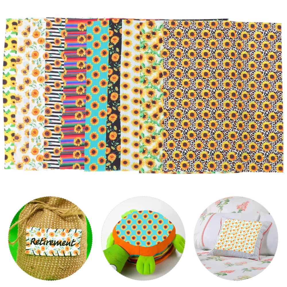 

10 Sheets Sunflower Quilting Fabric Cotton Fabric Bundles Sewing Fabric Patch