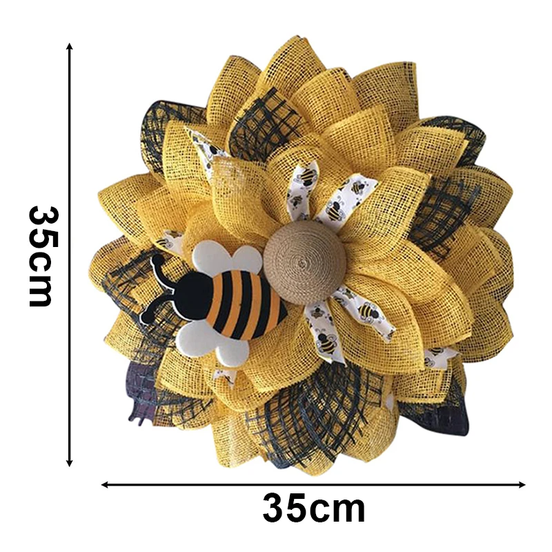 

Sunflower Wreath with Bee Bee Day Decor Handmade Sunflower Hanging Pendants Ornaments for Front Door In Stock