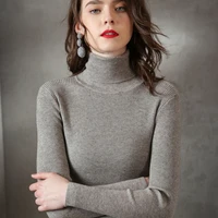 2020 autumn winter fashion women rib knit foldover turtleneck pull sweater casual soft jumper stretch pullover clothes