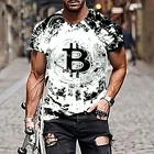 Мужская Летняя Ультрамодная 3D печатных футболки Круглый воротник bitcoin футболки мужская одежда топы; Лидер продаж размера плюс мужская верхняя одежда  пальто