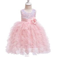 sequined girl skirt with flower upper body cchildren cake dress party and birthday outfit children clothing 3 10y high quality