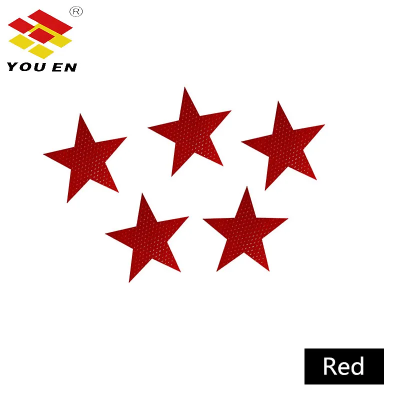 Red YOUEN, 5x5 см, новые предупреждающие надписи, светоотражающие наклейки, звезды для мотоцикла/велосипеда, для видимой безопасности, 5 шт., автомобильные аксессуары - Цвет: Red