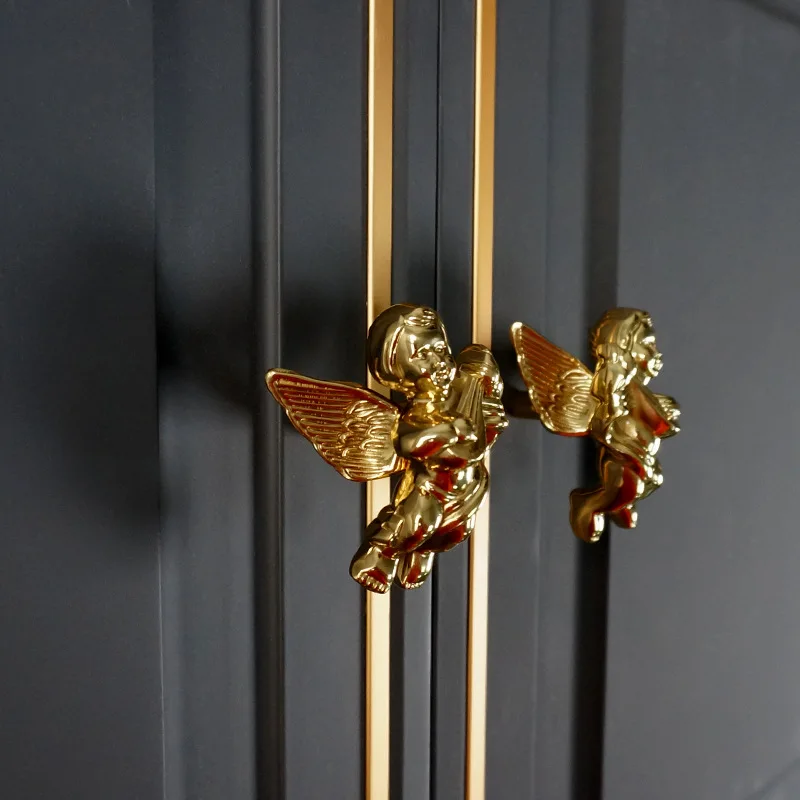 Angel Brass Handle Wall Hanging Cabinet Knob Wardrobe Door Drawer Pull Single Hole Kitchen Furniture Hardware 1PC - купить по