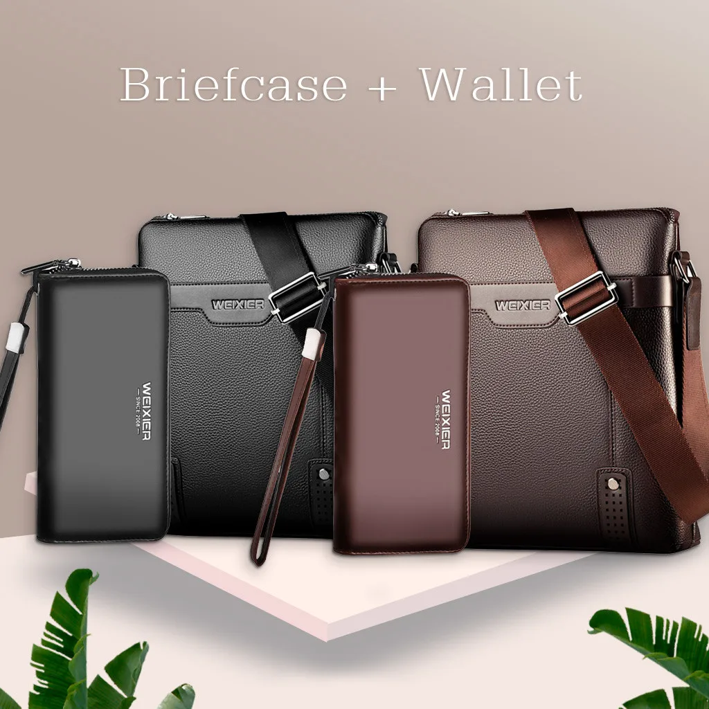 Men Vintage Shoulder Bags Crossbody Bags Retro Zipper Handbags+Wallet Men's Multi-Function Travel Handbags High Quality#R20