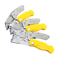 foldable utility knife with non slip grip stainless steel t blade cutter art supplies 15 5cm length plasticsteel handle 904