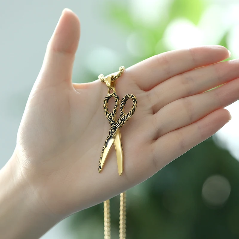 Scissor Neckalce для мужчин золотая цепочка-чокер BFF панк подарок косметолога Готический парикмахер ювелирные изделия Парикмахерская подвеска ожерелья