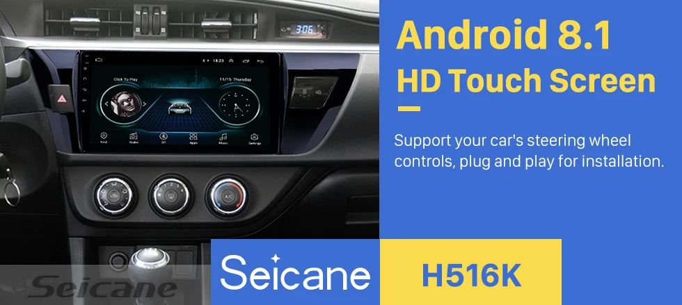 Seicane 10,1 дюймов 2Din Android 8,1 gps Navi Стерео для Toyota Corolla 2013 автомобильный Радио мультимедийный плеер головное устройство Wifi