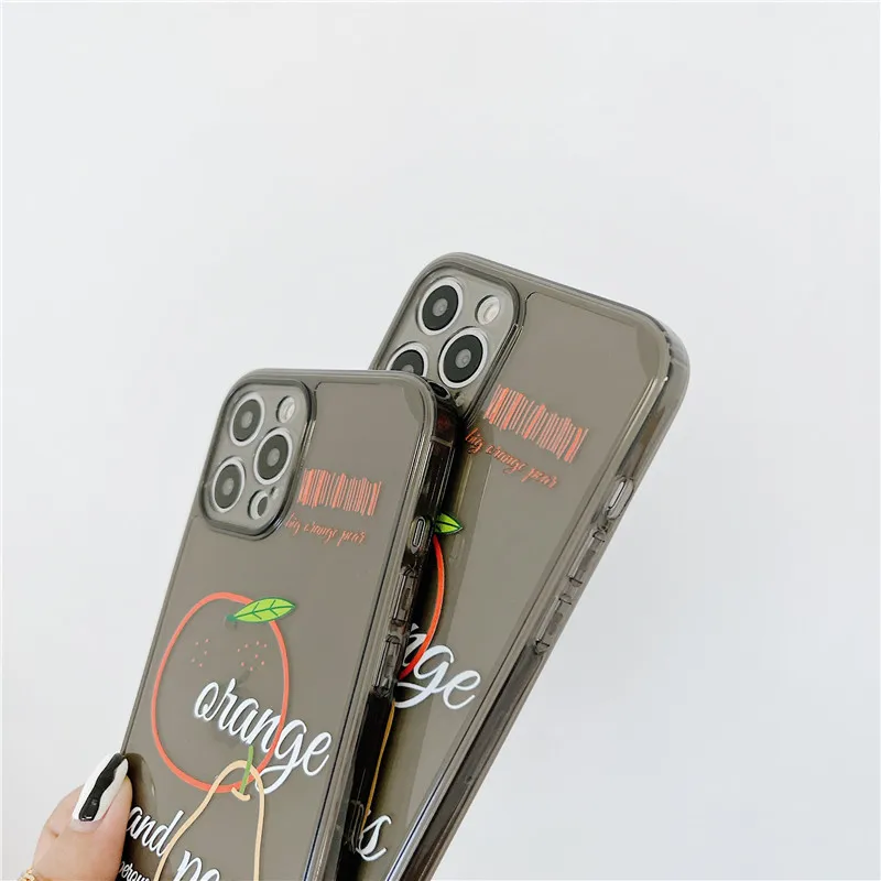 

Transparent fruit Orange Peach Phone Case For iPhone 12 mini 11 Pro Max X XR Xs Max 7 8 Plus Soft TPU Silicone Back Cover