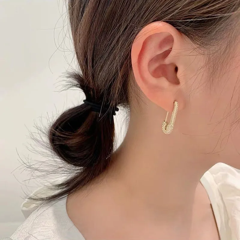 Женские серьги-гвоздики с застежкой-папкой Модные металлические серьги золотого