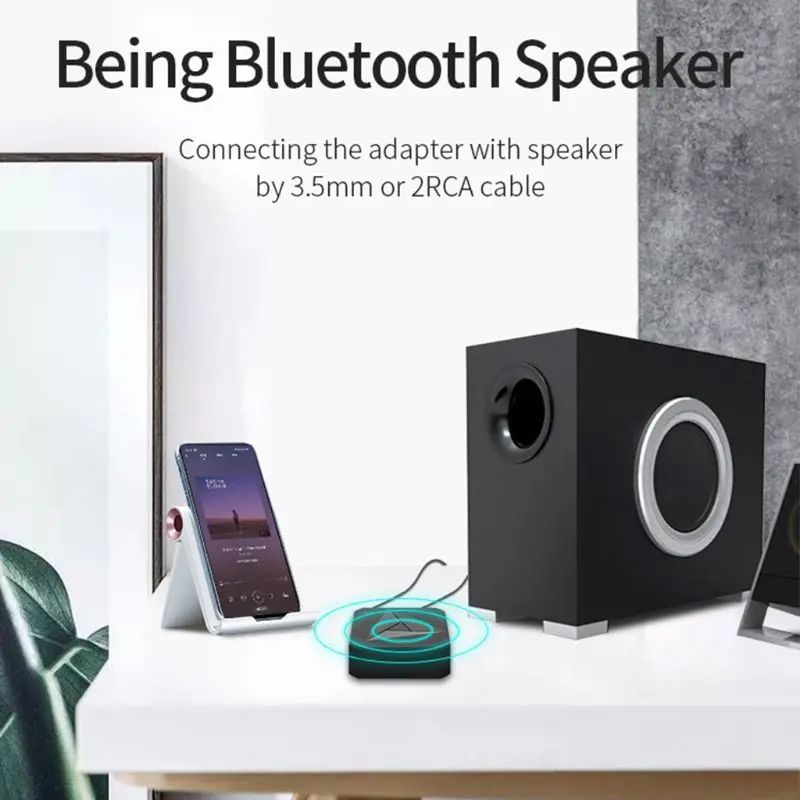 

NFC Desktop Bluetooth Receiver BT Transmitter Bluetooth 5.0 3.5mm AUX Jack RCA Music Wireless Voice Frequency Adapter Call W3JB