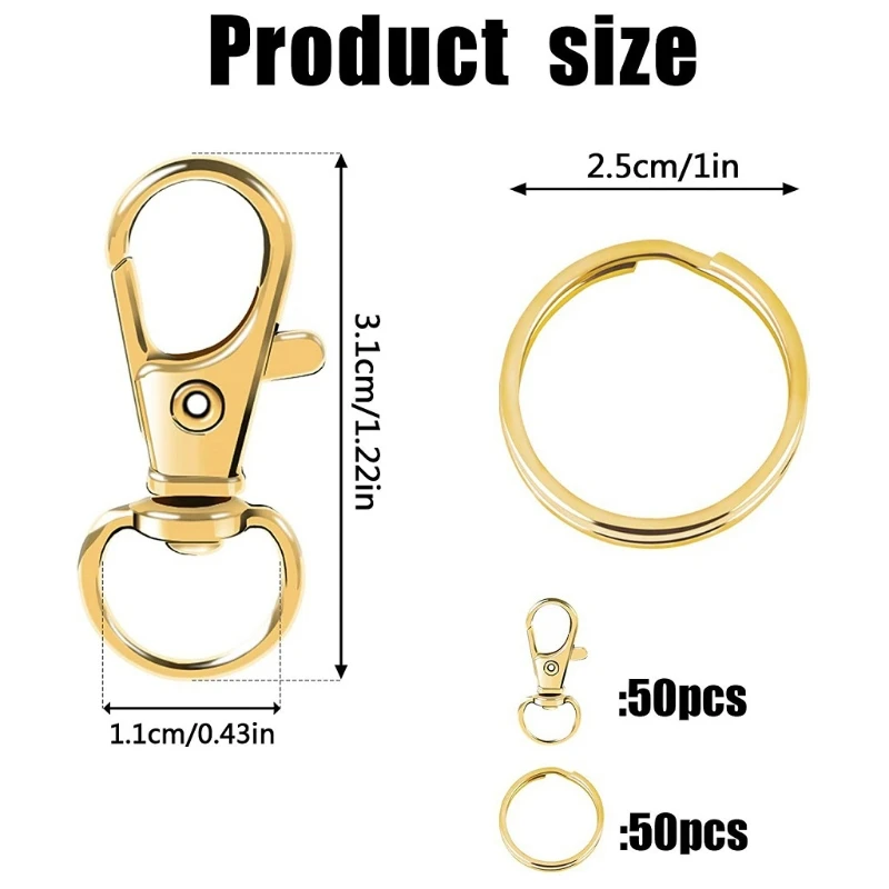 

Gold Lobster Claw Clasp 100 Pcs Swivel Keychain Push Gate Snap Hook Trigger Alloy Jewelry DIY Craft for Deco Jeans Bags